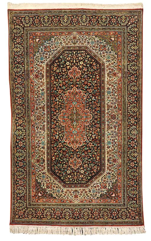 A very fine silk Qum rug
