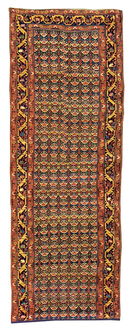 An unusual antique Bijar long rug