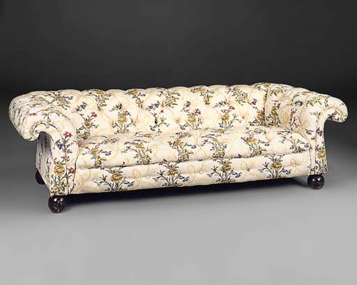 A VICTORIAN MAHOGANY CHESTERFIELD SOFA