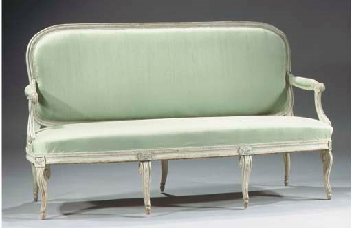 A Louis XVI grey-painted canape