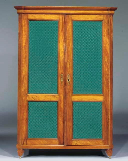 A Dutch brass-mounted teak wardrobe
