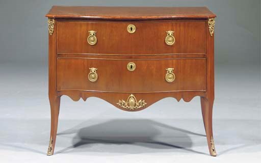 A Dutch ormolu mounted mahogany commode