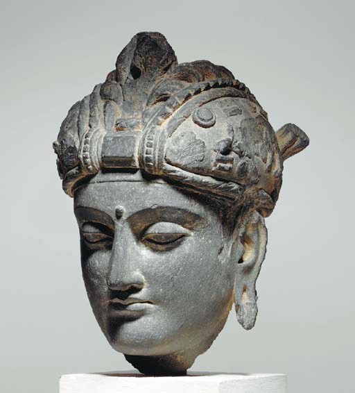 A Gray Schist Head of a Bodhisattva*