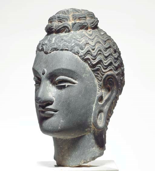 A Gray Schist Head of Buddha*