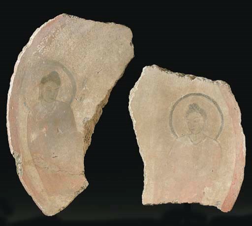Two Painted Stucco Fragments of a Halo
