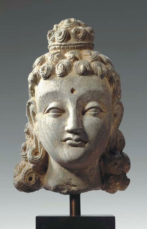 A Gray Schist Head of Siddhartha