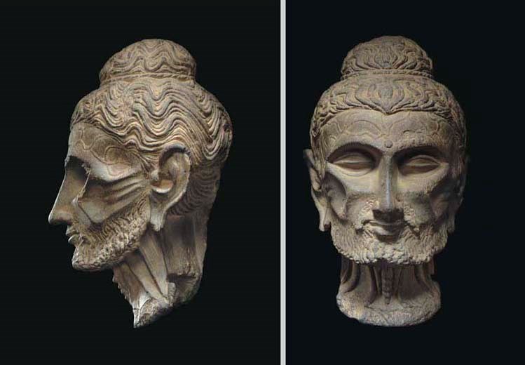An Important Gray Schist Head of the Emaciated Siddhartha
