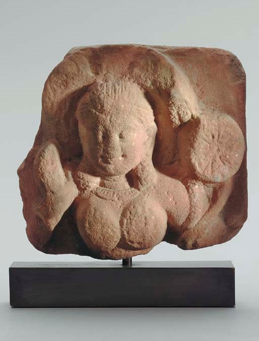 A Small Red Sandstone Fragment of a Yakshi