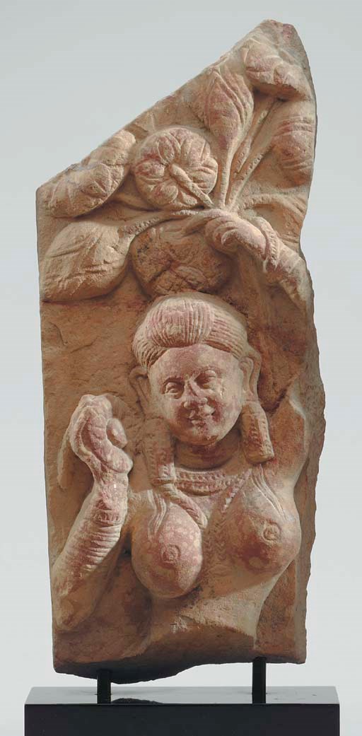 A Mottled Red Sandstone Yakshi