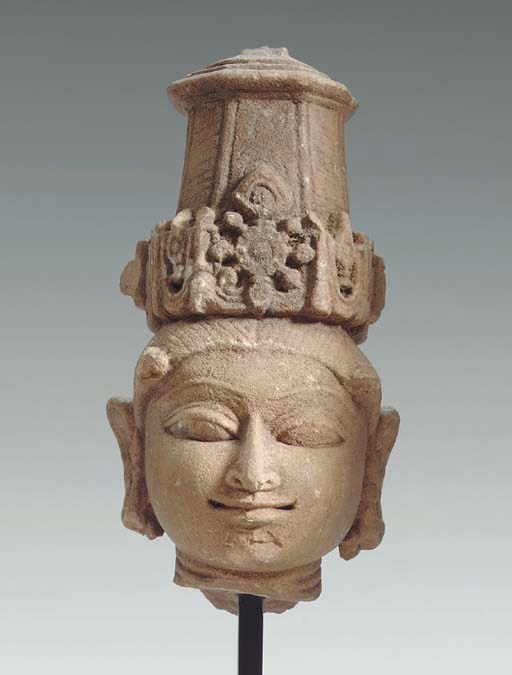 A Buff Sandstone Head of a Deity