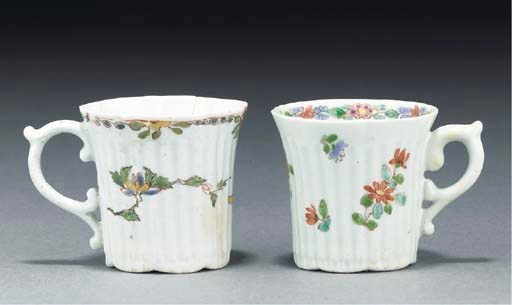 Two Worcester fluted coffee-cans
