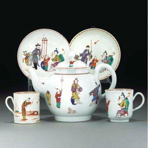 A group of Liverpool tea and coffee wares