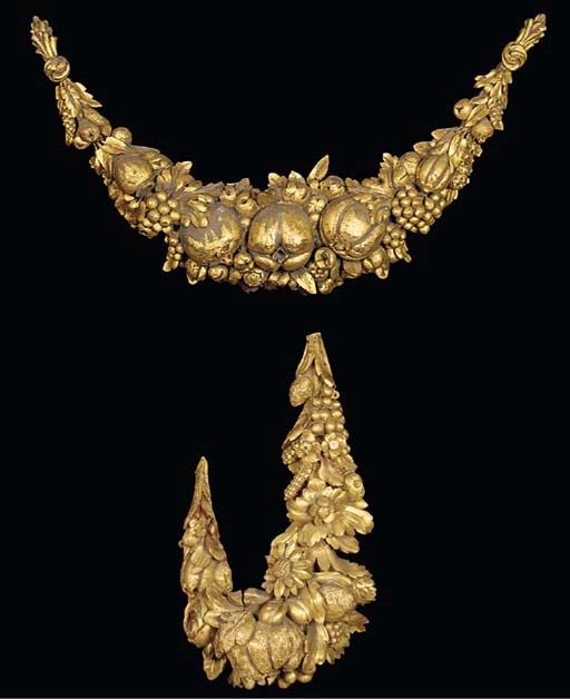 TWO CARVED GILTWOOD SWAGS