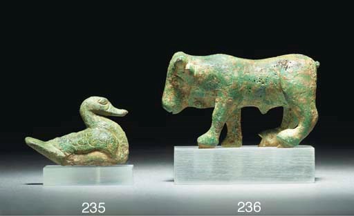 A GREEK BRONZE DUCK