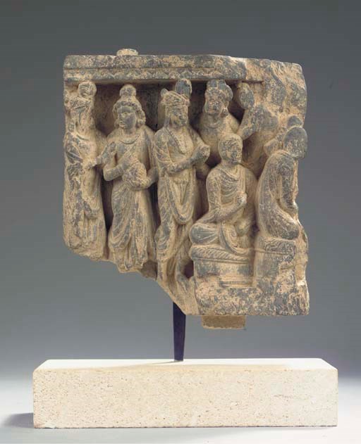 A Gandhara grey schist frieze