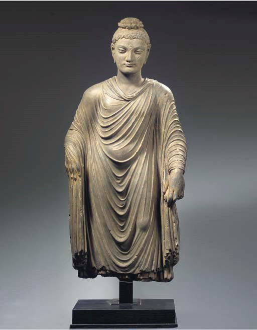 A Gandhara grey schist figure of buddha shakyamuni