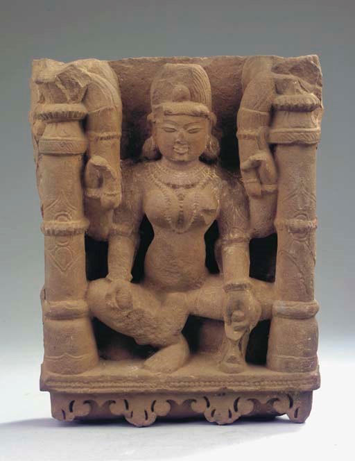 A Central Indian sandstone stele depicting Parvati