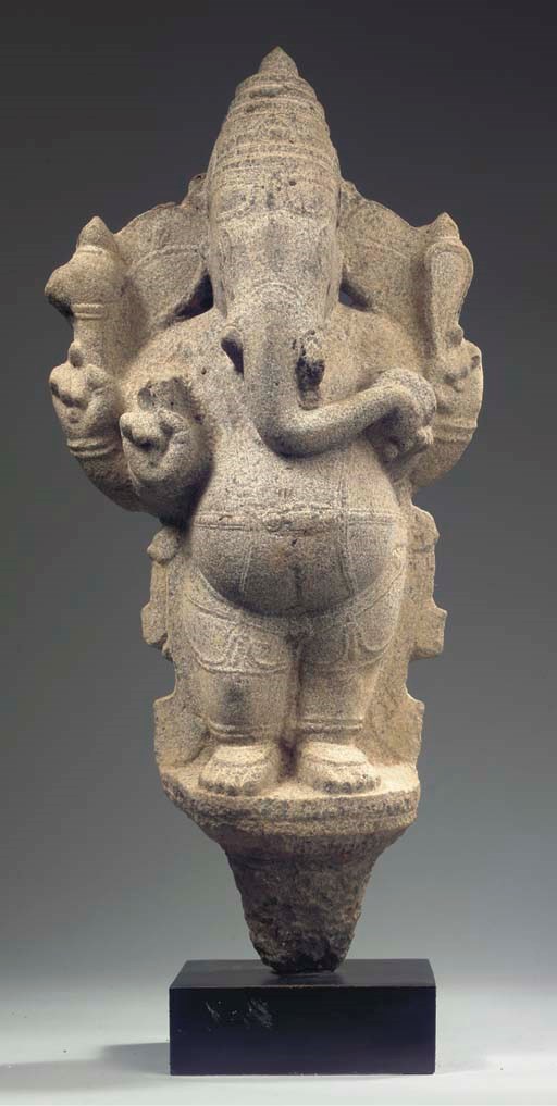 A South Indian, Vijayanagar style, granite figure of Ganesha