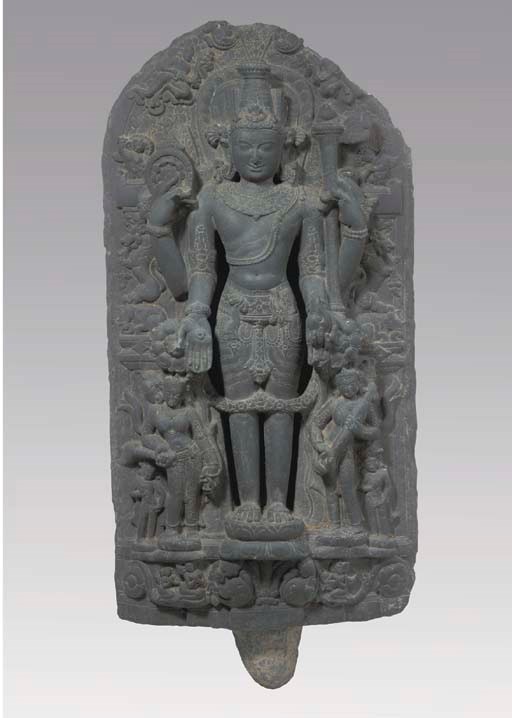A Northeast Indian, Pala style, phyllite stone figure of Vishnu
