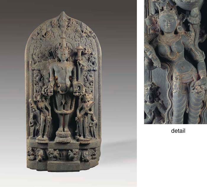 An important Northeast Indian, Pala style, phyllite stele of Vishnu