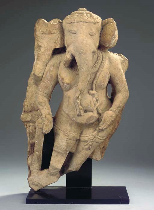 A Central Indian sandstone figure of Ganesha