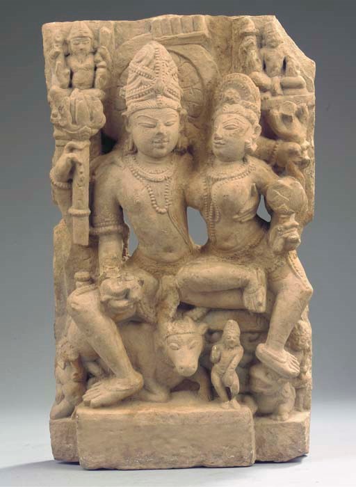 A Central Indian sandstone stele with Umamaheshvara