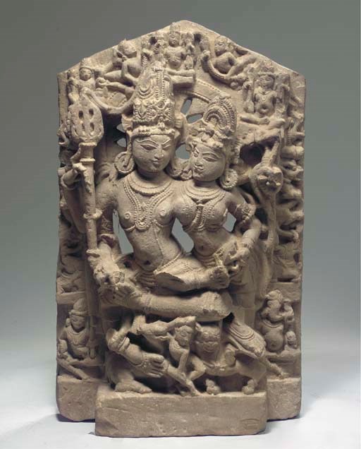 A Central Indian sandstone stele with Umamaheshvara