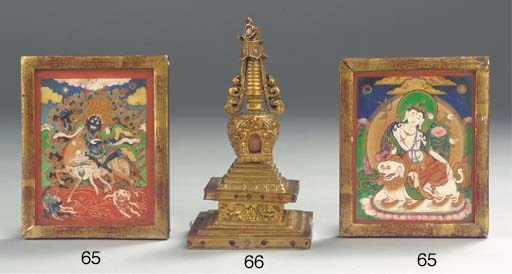Two Tibetan tsak.li paintings on cloth