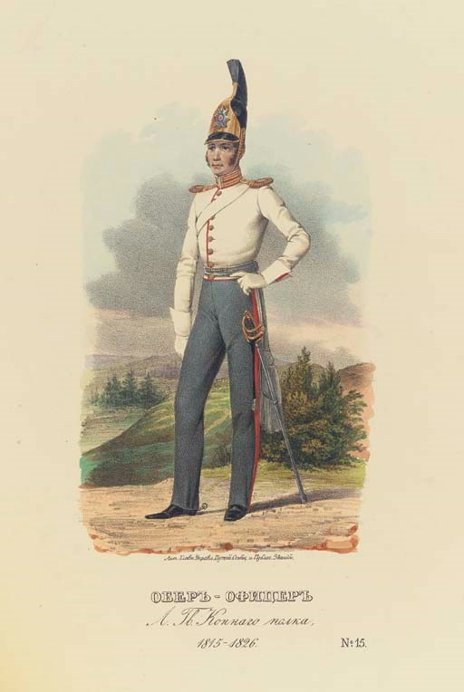 A GROUP OF  COLORED LITHOGRAPHS DEPICTING OFFICERS AND SOLDIERS OF THE HORSE GUARD REGIMENT, CIRCA 1890
