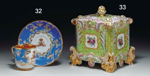 A PORCELAIN CUP AND SAUCER FROM THE SERVICE AT HIS MAJESTY'S OWN DACHA