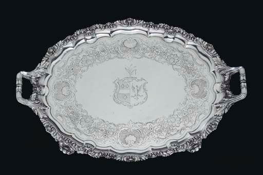 A GEORGE IV SILVER TEA TRAY