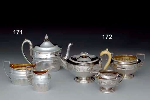A SCOTTISH REGENCY SILVER THREE-PIECE TEA SERVICE**