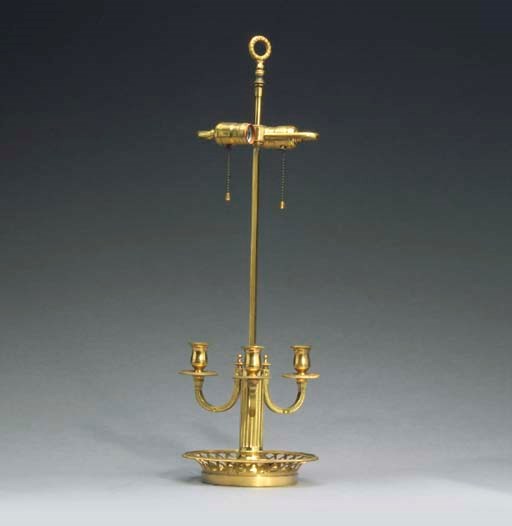 A LOUIS XVI STYLE GILT-BRONZE AND BRASS BOUILLOTTE LAMP,