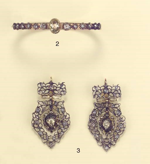A PAIR OF ROSE-CUT DIAMOND EARRINGS