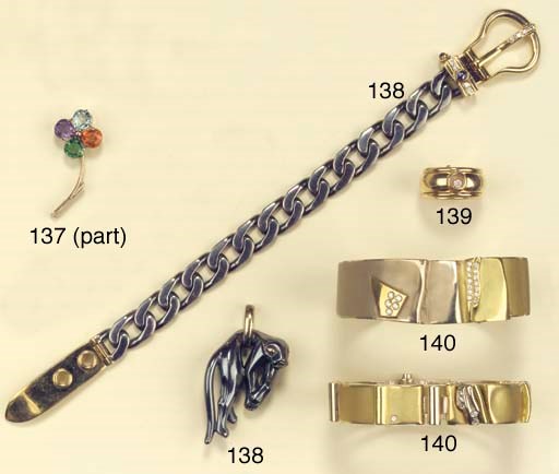 A PENDANT BY CARTIER AND A SAPPHIRE AND DIAMOND BRACELET