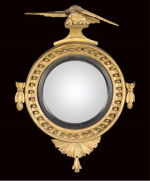 A giltwood convex mirror