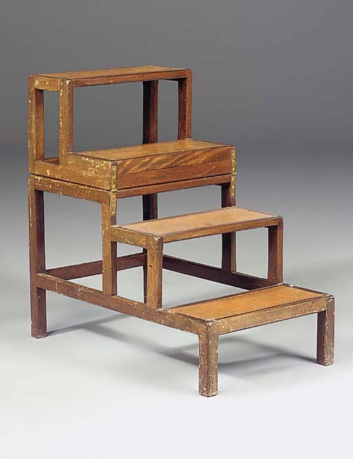 A set of mahogany library steps