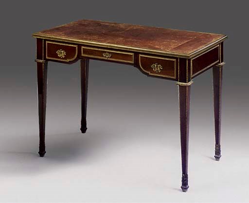 A FRENCH MAHOGANY BUREAU PLAT