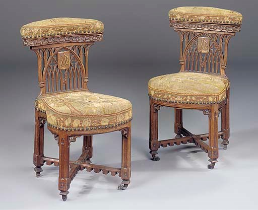 A PAIR OF FRENCH GOTHIC OAK VOYEUSES