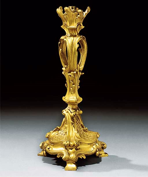 A FRENCH GILT BRONZE TABLE LAMP BASE