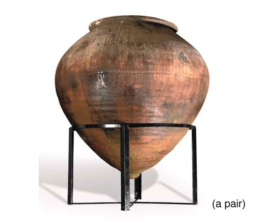 Two Cypriut terracotta olive oil pithary