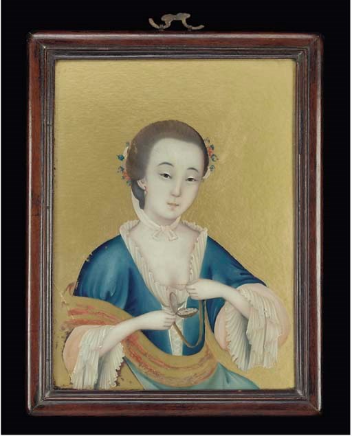 A CHINESE EXPORT REVERSE GLASS PAINTING
