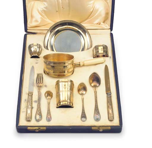 A FRENCH SILVER-GILT TRAVELLING BREAKFAST-SET
