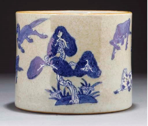 A Chinese cylindrical brushpot, 19th century