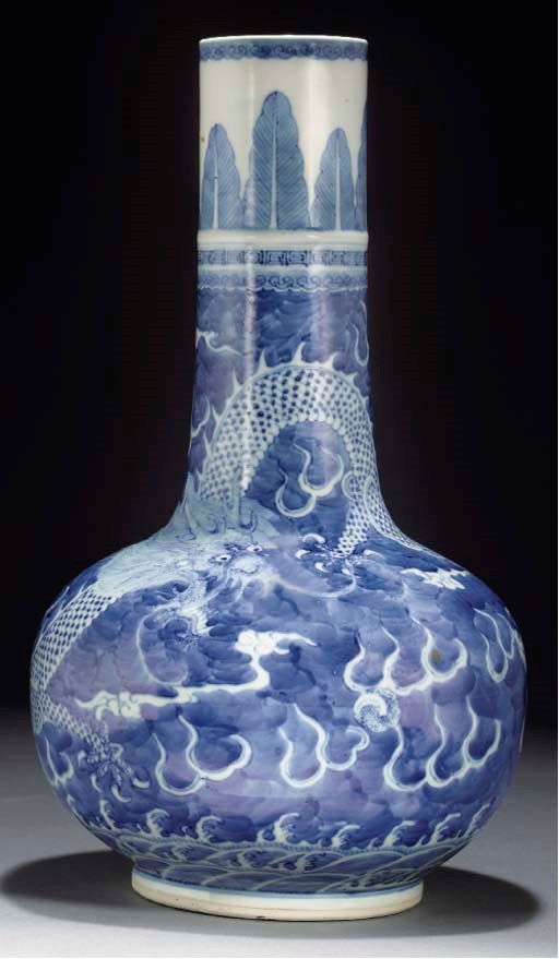 A Chinese blue and white bottle vase, 19th century