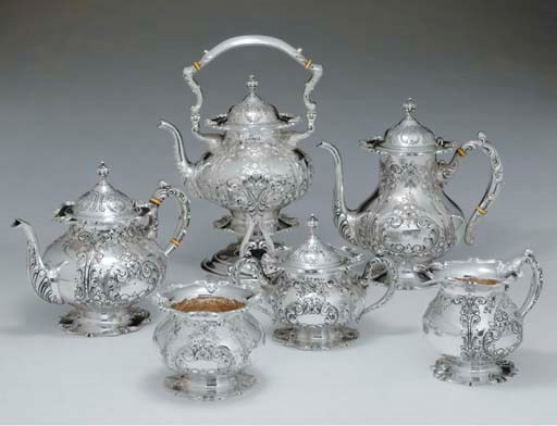 A SILVER SIX-PIECE TEA AND COFFEE SERVICE**