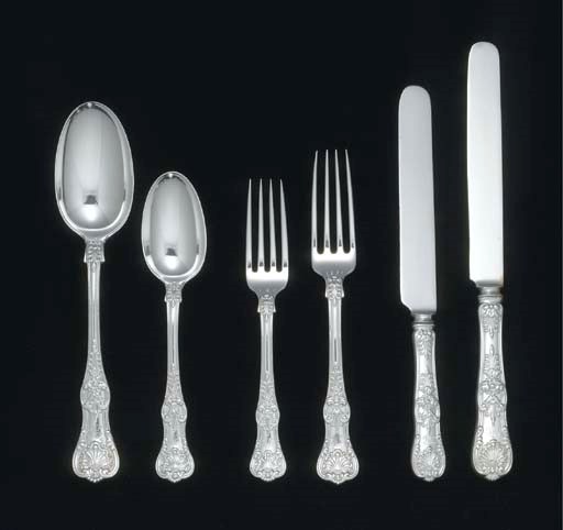 A SILVER FLATWARE SERVICE