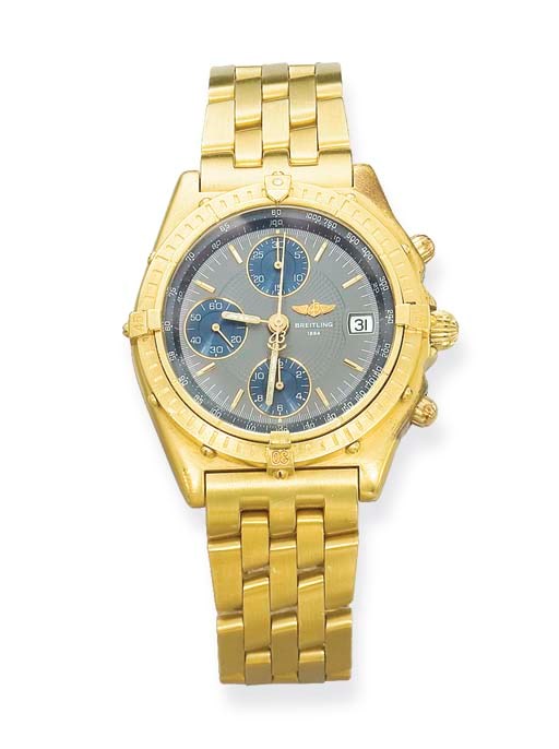 A GENTLEMAN'S 18K GOLD CHRONOGRAPH WRISTWATCH, BY BREITLING