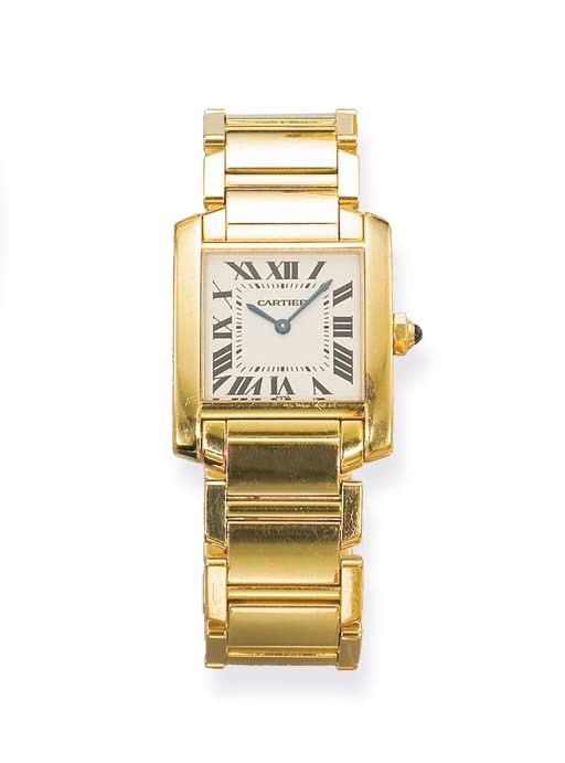 AN 18K GOLD 'TANK FRANCAISE' WRISTWATCH, BY CARTIER