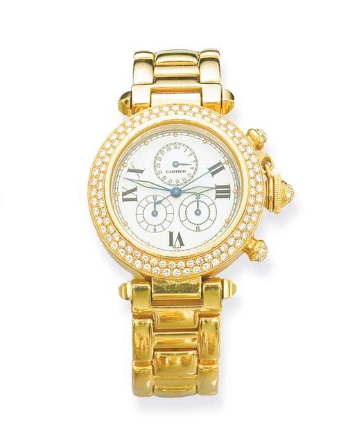 A DIAMOND-SET 'PASHA' CHRONOGRAPH WRISTWATCH, BY CARTIER